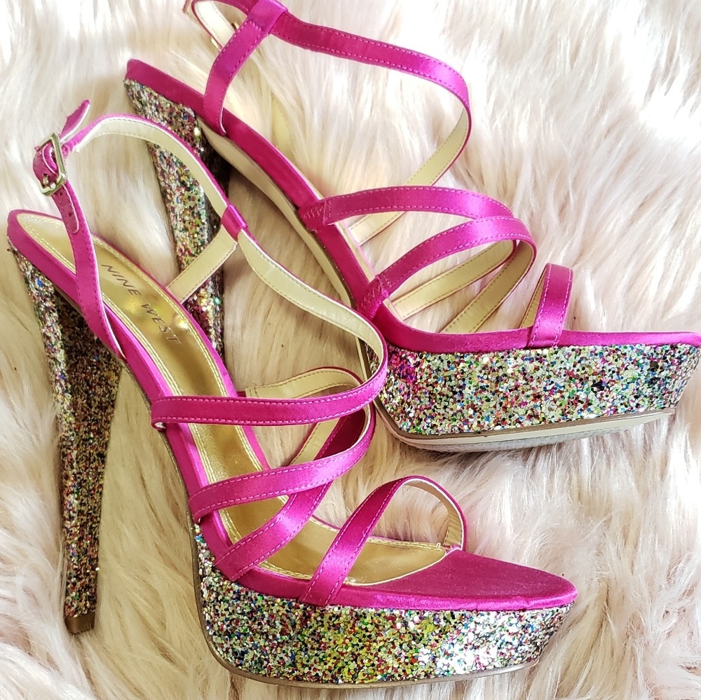 Hot pink glitter heel